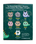 Caja Hunter Mystery Dog Toys, parte trasera con los 7 monstruos