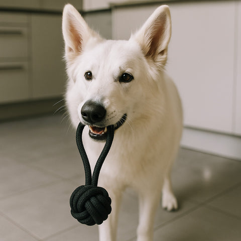 DoggyMasters Bola Tirador de Cuerda Negro