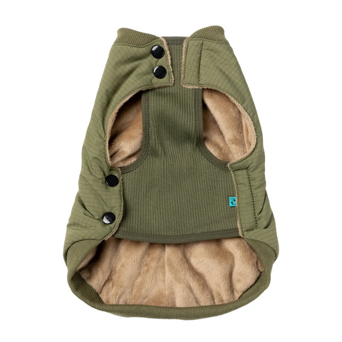 FuzzYard Bomber Jacket Khaki Green Chaqueta Acolchada para Perro