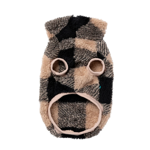 FuzzYard Checkered Teddy Jersey Negro y Beige para Perro