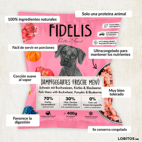 Fidelis Cooked Cerdo con Trigo Sarraceno 400g