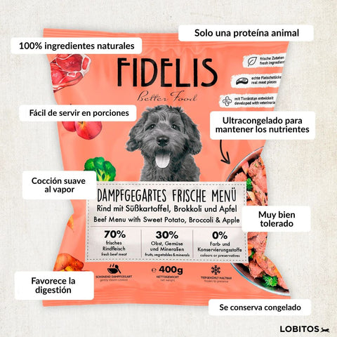 Fidelis Cooked Ternera con Batata 400g