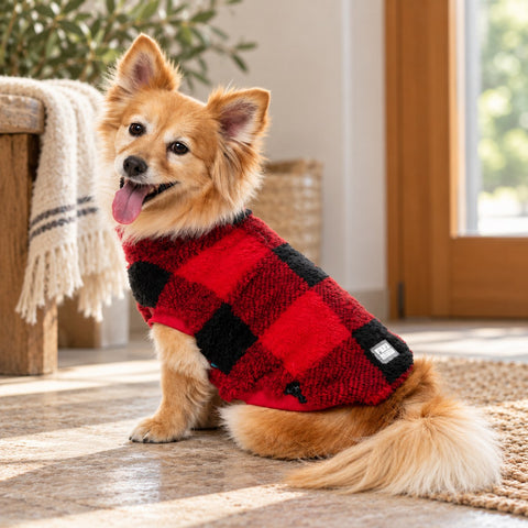 FuzzYard Checkered Teddy Jersey Rojo para Perro