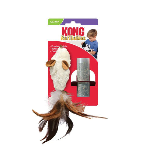 KONG Cat Refillable Feather Mouse JUGUETE GATO LOBITOS