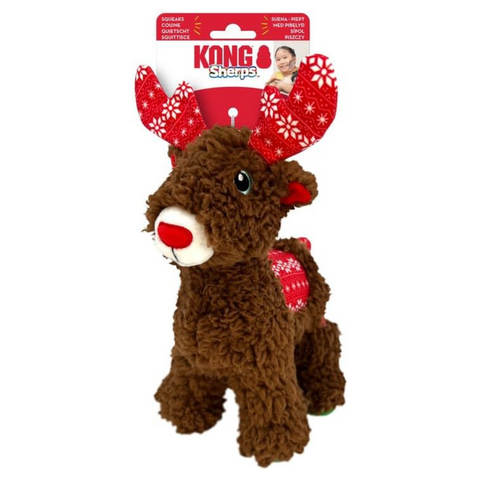 KONG Holiday Sherps Reindeer (rojo y blanco) M