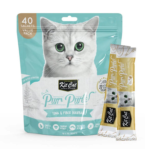 Kit Cat PurrPuree Atún y Fibra (Hairball Control) 40 x 15gr