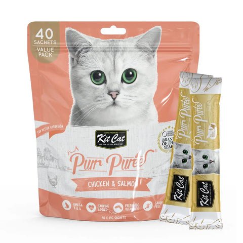 Kit Cat PurrPuree Pollo y Salmón 40 x 15gr