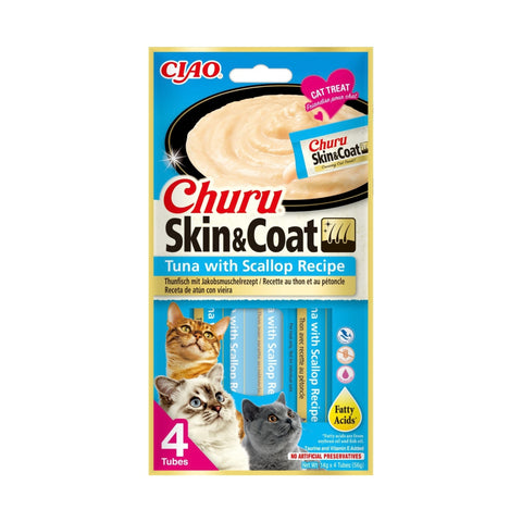 Inaba Cat Churu Skin&Coat - Atún con Vieiras 4x14g