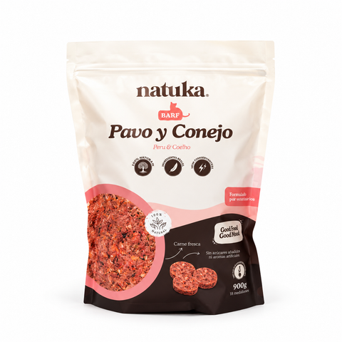 Natuka BARF Gatos Menú Pavo y Conejo 900g