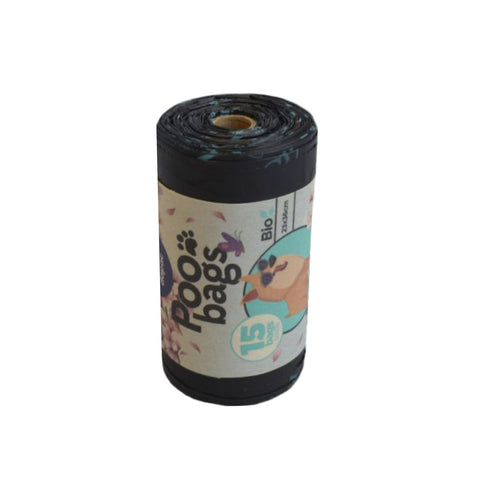 PooBags Negras BIO con Asa y Aroma Cereza 1 Rollo de 15 bolsas