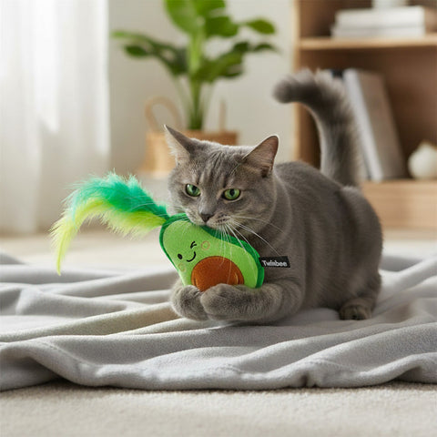 Twinbee Cat Toy Aguacate con Plumas