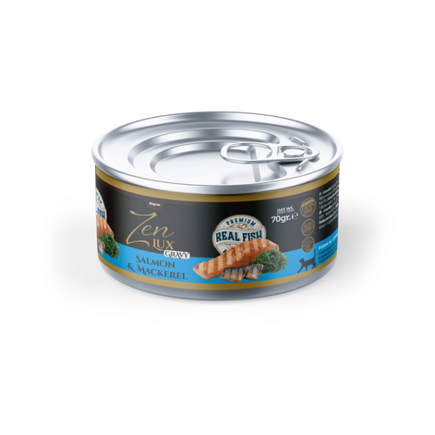 Zen Lux Salmón y Caballa en Salsa, lata de comida húmeda para gato de 70 g