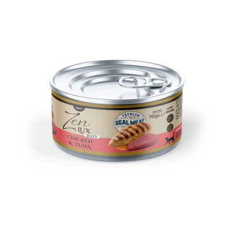 Zen Lux Pollo y Atún en Gelatina, lata de comida húmeda para gato de 70 g