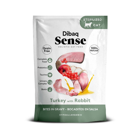 Dibaq Sense Cat Bocaditos de Pavo con Conejo 100g