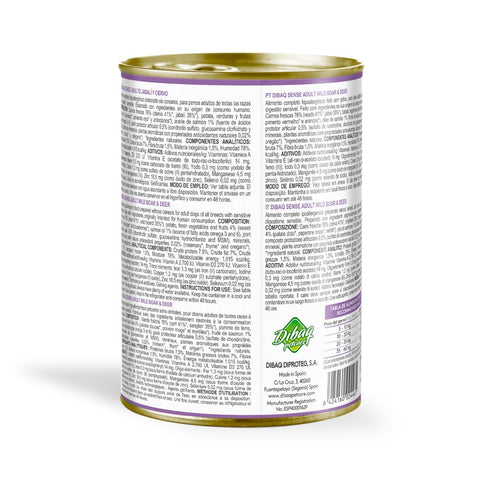 Dibaq Sense Lata Jabalí y Ciervo Grain Free 380g