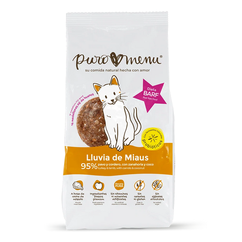 Puromenu BARF "Lluvia de Miaus" (Pavo) 800g medallones