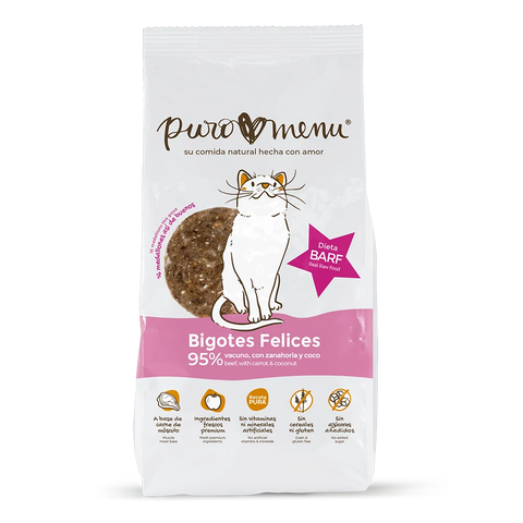 Puromenu BARF "Bigotes Felices" (vacuno) 800g medallones