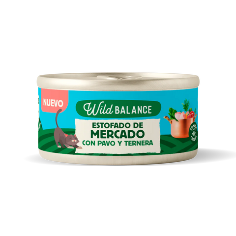 WildBalance Cat Lata Estofado de Mercado con Pavo y Ternera 80g