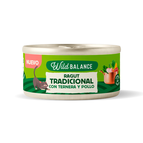 WildBalance Cat Lata Ragut Tradicional de Ternera y Pollo 80g