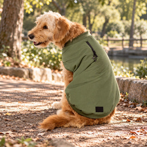 FuzzYard Bomber Jacket Khaki Green Chaqueta Acolchada para Perro