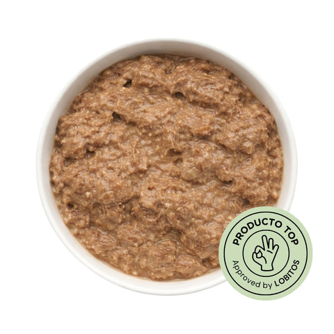 Paté hipoalergénico con Trozos de Pollo con Ternera y Manzana 400g