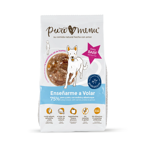 Puromenu BARF "Enseñarme a volar" (Pavo y Pato con fermentos)