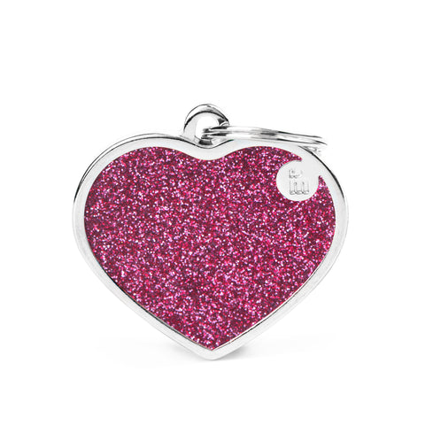 Placa Identificativa MyFamily Shine "Corazón Rosa con Purpurina"